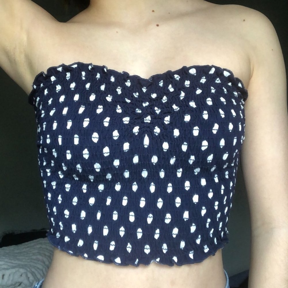 Urban Outfitters Blue and White Cropped Tube Top